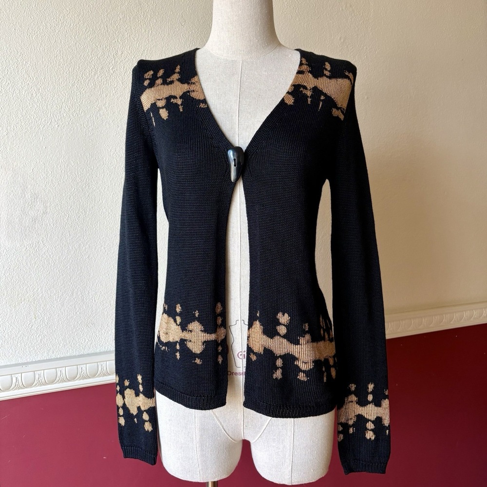 Josephine Chaus silk blend cardigan sweater single‎ button old money art-to-wear